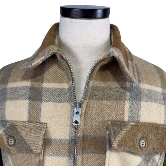 Woolrich Mens Medium Plaid Wool Blend Jacket Talon Zipper Sherpa Lining 70's - Picture 14 of 14